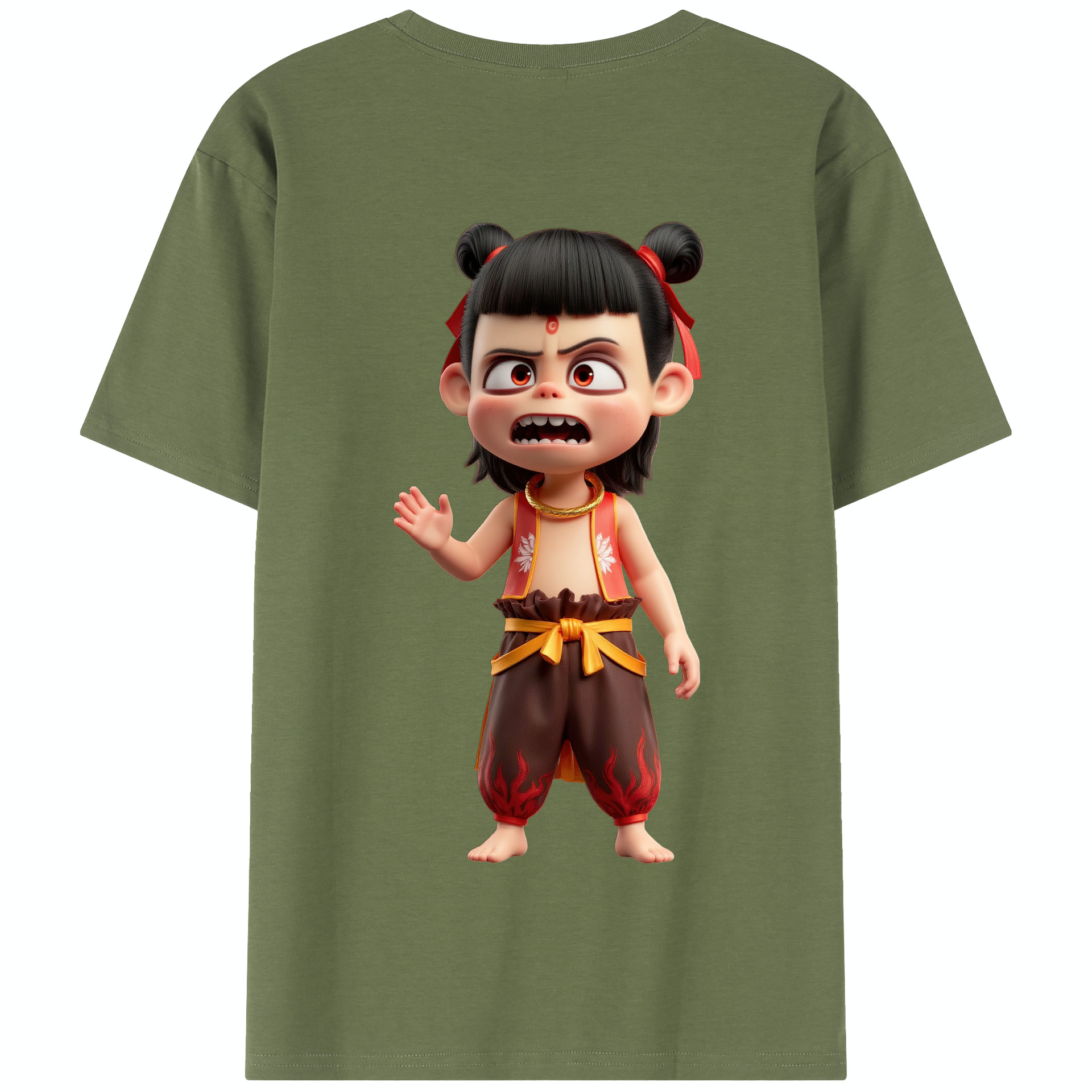 （画像用） Ne Zha 2 ナタ 魔童の大暴れ 綿100％半袖Tシャツ（背面プリント）